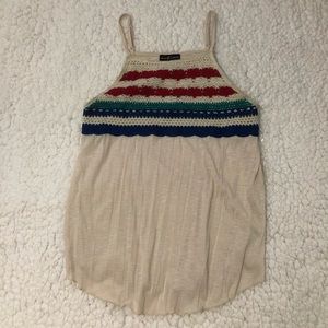 Dark red blue and cream tank top